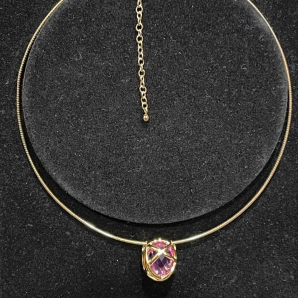 Vintage Joan Rivers gold tone collar necklace-Faux Amethyst stone